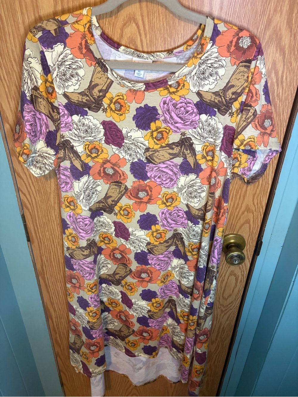 Lularoe Carly cowgirl cowboy boot floral. Never work NWOT